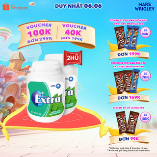 Combo 2 Hũ Kẹo Sing-gum Không Đường Extra Hương Bạc Hà 40 viên