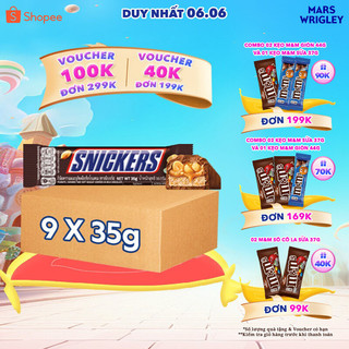 Combo 9 Kẹo Sô Cô La Snickers thanh 35g