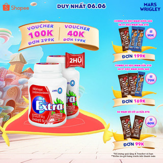 Combo 2 Hũ Kẹo Sing-gum Không Đường Extra Hương Dâu 40 viên