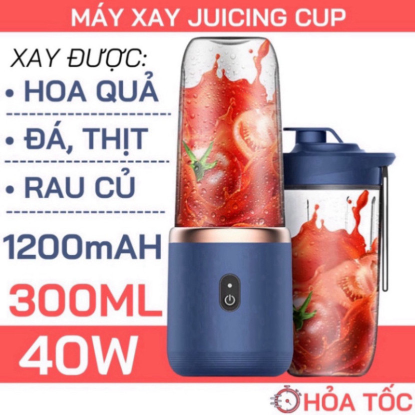 Máy Xay Sinh Tố Juicing Cup 300ML Cầm Tay 6 Lưỡi 2 Cối Sử Dụng Pin Sạc Cổng USB Siêu Tiện Lợi _ MX4