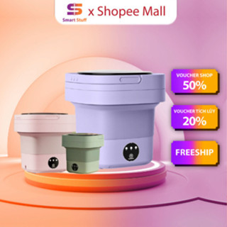 Máy giặt Smart Gadgets mini gấp gọn, máy giặt đồ lót, tất vớ, giặt đồ cho bé dung tích 6L tự vắt khô khử khuẩn