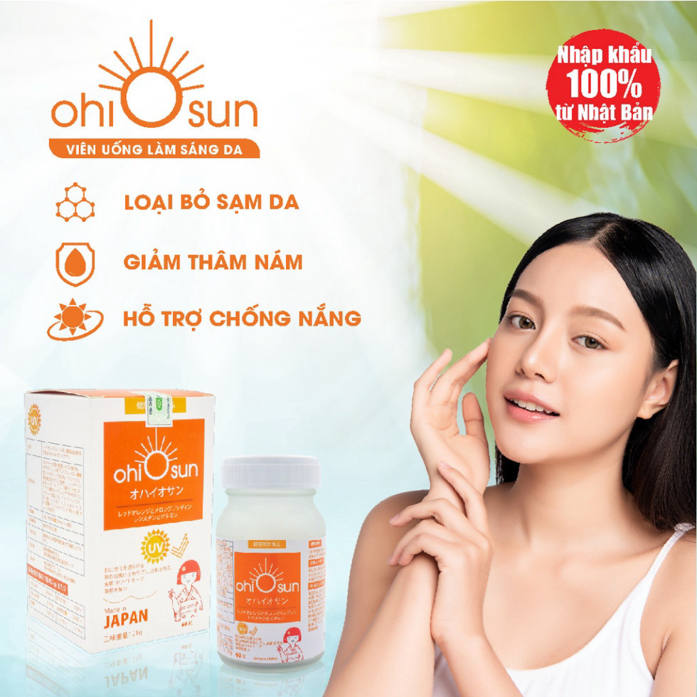 Viên uống chống nắng, làm sáng da Ohiosun Nhật Bản giảm nám sạm, nám da, hạn chế quá trình lão hóa, giúp đẹp da TH Pharm