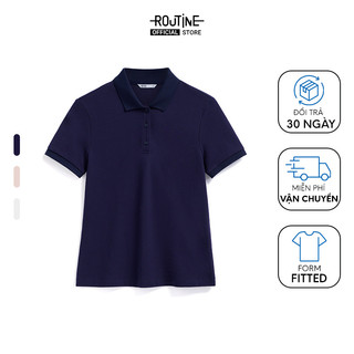 Áo Polo Nữ Tay Bo Cotton Pique Trơn Form Fitted - Routine 10S23POLW002
