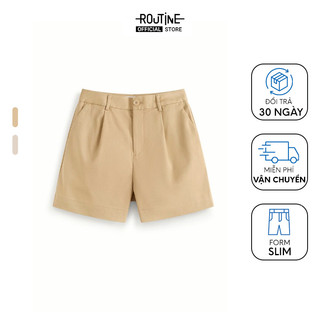 Quần Short Nữ Cotton Polyester Xếp Ly Trơn Form Slim - Routine 10S24PSHW003