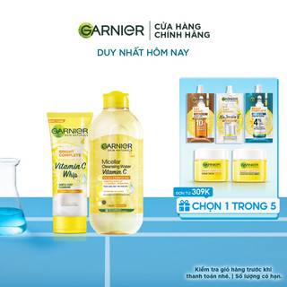 Bộ sản phẩm làm sạch và sáng da Garnier Light Complete Vitamin C