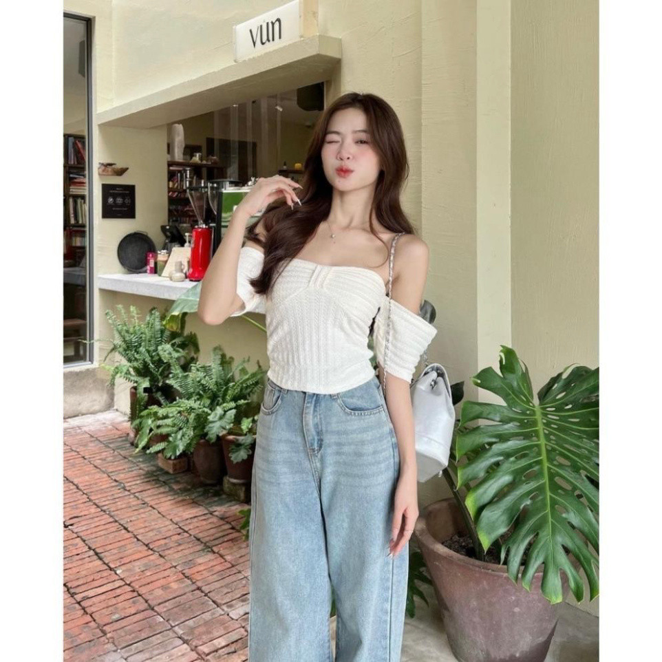 Quần bò ống suông, quần jeans nữ ống suông thiết kế nhúm eo siêu xinh D60 | BigBuy360 - bigbuy360.vn