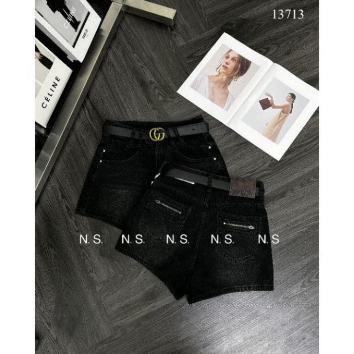 Quần sooc jean khóa túi sau kèm đai hàng QCL1, quần bò nữ dáng ngắn siêu tôn dáng siêu xinh N 72 | BigBuy360 - bigbuy360.vn