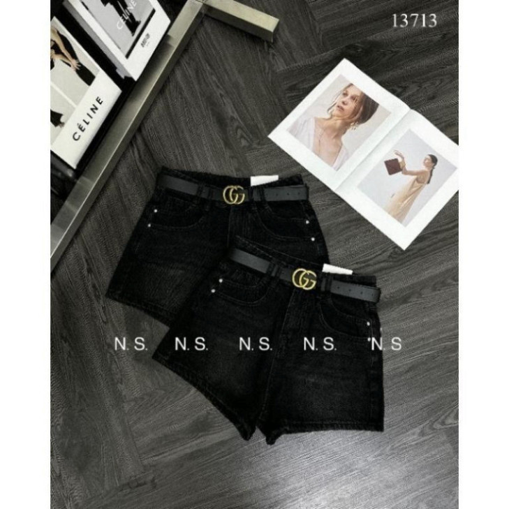 Quần sooc jean khóa túi sau kèm đai hàng QCL1, quần bò nữ dáng ngắn siêu tôn dáng siêu xinh N 72 | BigBuy360 - bigbuy360.vn