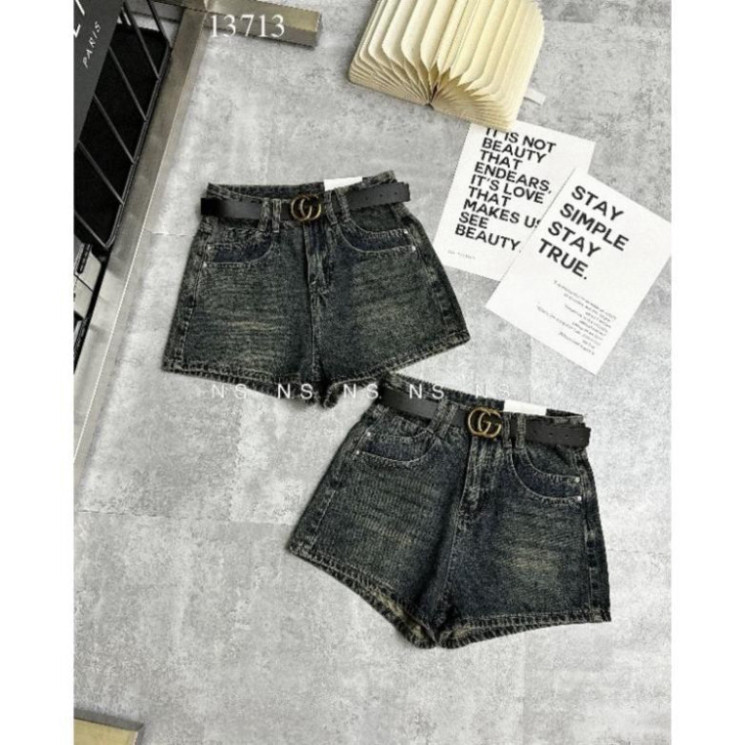 Quần sooc jean khóa túi sau kèm đai hàng QCL1, quần bò nữ dáng ngắn siêu tôn dáng siêu xinh N 72 | BigBuy360 - bigbuy360.vn