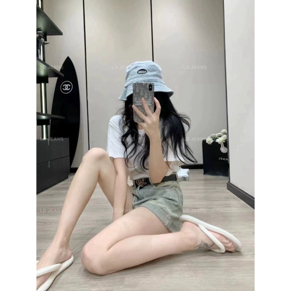 Quần short Jean Nữ Dáng Chữ A Đính Đá kèm dây lưng, quần short Lưng Cao Ống Rộng Phong Cách Hàn Quốc siêu sang chảnh N74 | BigBuy360 - bigbuy360.vn