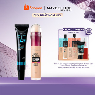  Kem lót kiềm dầu ngăn xuống tông Fit Me Primer + Bút cushion che khuyết điểm Instant Age Rewind