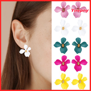 Yirepny 1 nữ bông tai bông tai hình hoa cánh hoa mịn ba lan trang trí tai trang sức nữ hẹn hò dự tiệc đi làm tai đinh tán