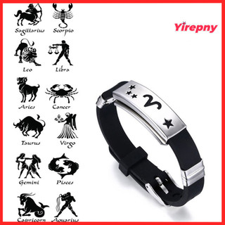 Yirepny Nam Tử Vi Thép Không Gỉ Silicon Dây Đeo Tay Lắc Tay Khóa Vòng Tay Vòng Tay