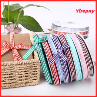 Yirepny 1 Cuộn Cheque Kẻ Sọc Ruy Băng DIY Phù Hợp Với Phong Cách Nông Thôn In Lưới Nơ Hộp Quà Tặng Đóng Gói Ruy Băng Cho Bữa Tiệc
