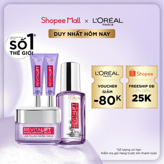 Bộ serum mắt và kem dưỡng cấp ẩm căng mướt da Hyaluronic Acid L'Oreal Paris