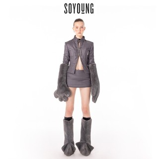 Soyoung - set đồ nữ biker bông xám teddy bear in grey