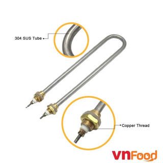  U Đơn 1Kw - 4Kw, Thanh Nhiệt Còng Inox 304 - Điện Trở Nồi Phở, Nồi Cháo