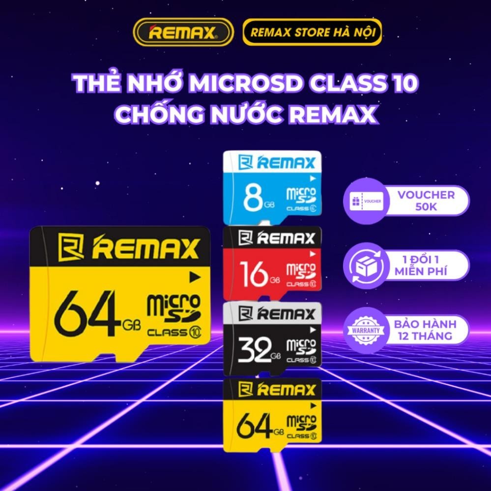 ( CHÍNH HÃNG) Thẻ Nhớ MICROSD Class 10 Chống Nước Remax - Dung Lượng 8GB , 16GB , 32GB , 64GB , 128G - Bảo hành 3 năm