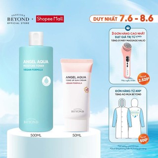 Combo Kem Chống Nắng Nâng Tone Angel Aqua Moisture Toneup Sun Cream 50ml + Nước Hoa Hồng ANGEL AQUA MOISTURE TONER 500ml