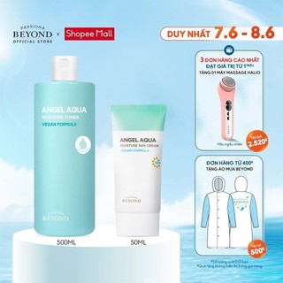 Combo Kem Chống Nắng Angel Aqua Moisture Sun Cream 50ml + Nước Hoa Hồng ANGEL AQUA MOISTURE TONER 500ml