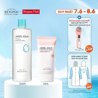 Combo Kem Chống Nắng Nâng Tone Angel Aqua Moisture Toneup Sun Cream 50ml + Nước Tẩy Trang CLEANSING WATER 500ml