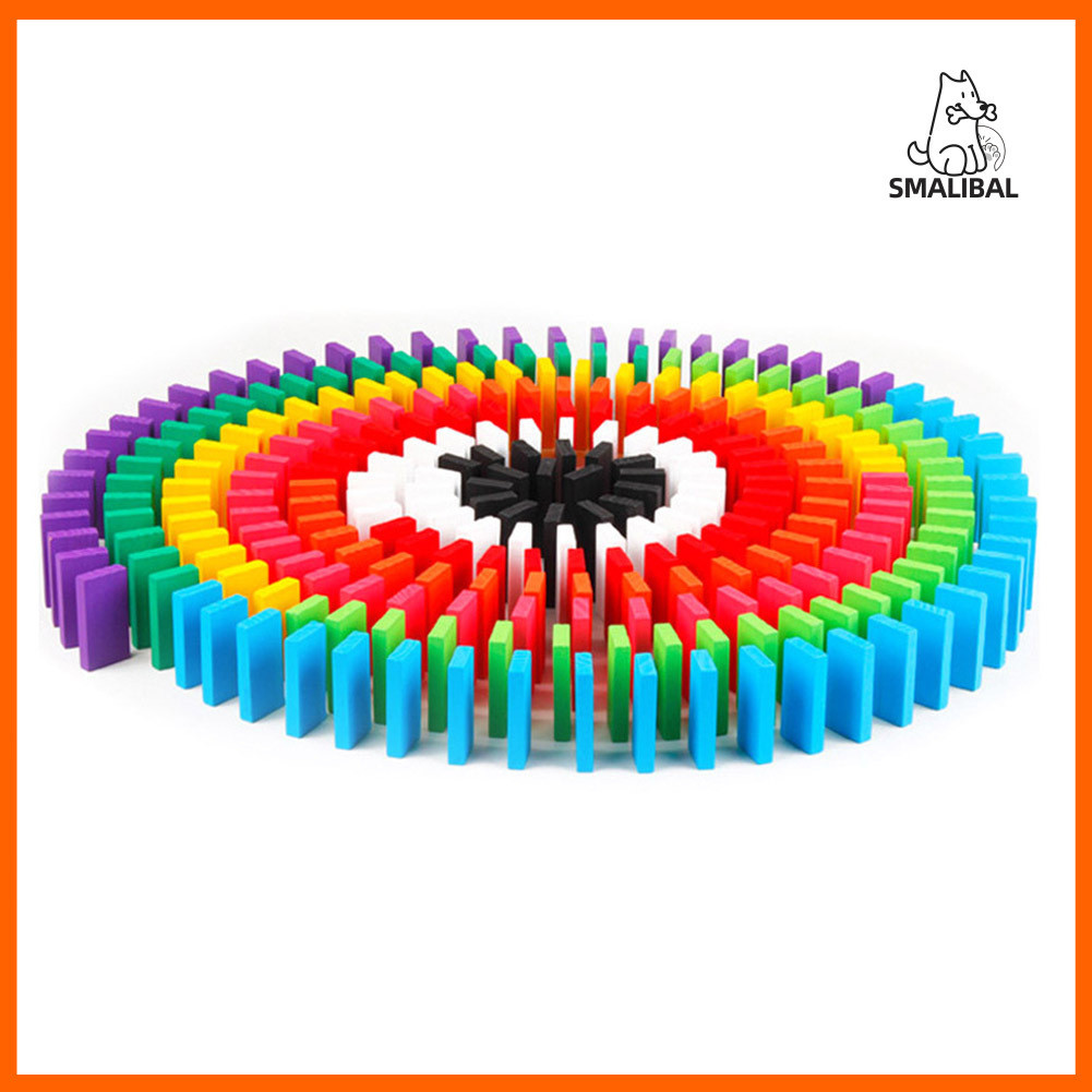 Bộ 120 tấm thẻ gỗ domino nhiều màu sắc thú vị cho bé xếp chơi