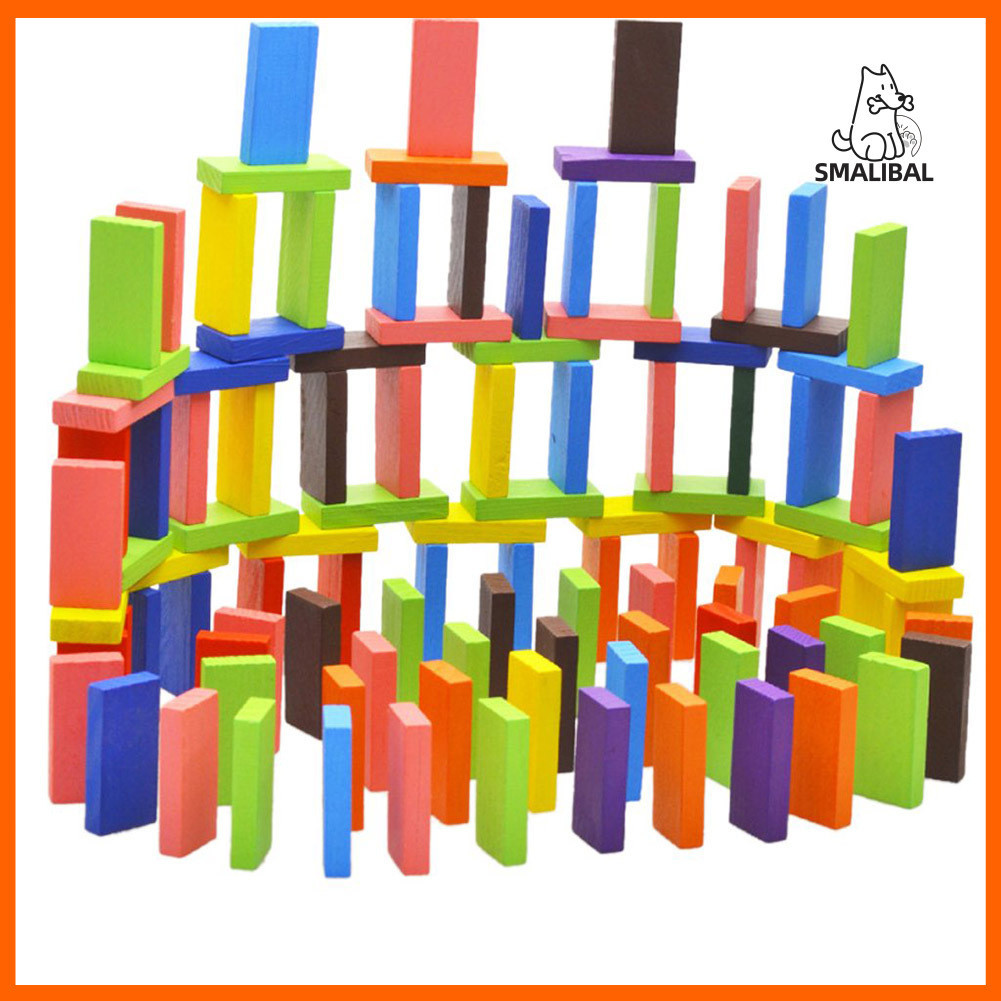 Bộ 120 tấm thẻ gỗ domino nhiều màu sắc thú vị cho bé xếp chơi