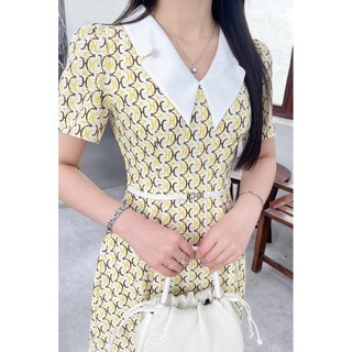 Đầm chữ a tay cộc phối đai ld323