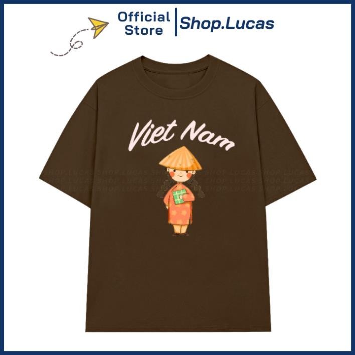 Áo Thun In Hình CÔ GÁI Chữ VIỆT NAM Áo Phông Du Lịch Nhóm Lớp Unisex Nam Nữ Cotton UT