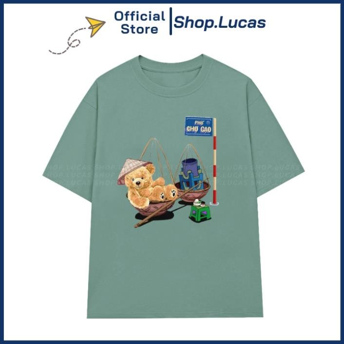 Áo Thun Gấu Teddy Nón Lá Phiên Bản Việt Nam Hà Nội Phố Chợ Gạo Unisex Nam Nữ UT
