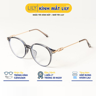 Gọng kính mắt tròn nam nữ LILYEYEWEAR chất liệu nhựa cứng cáp thanh mảnh kiểu dáng thời trang 5653