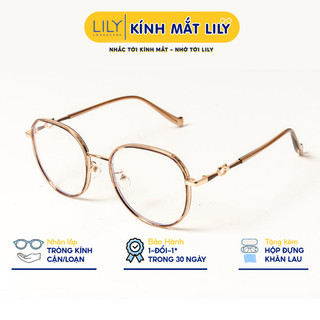 Gọng kính mắt tròn nam nữ LILYEYEWEAR chất liệu kim loại cứng cáp thanh mảnh kiểu dáng thời trang 5625