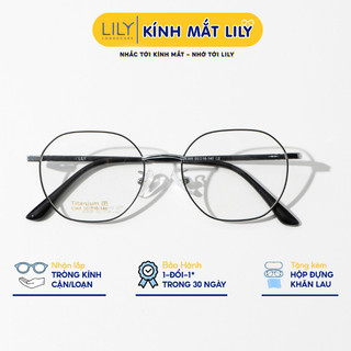 Gọng kính vuông nam nữ LILYEYEWEAR Titanium thanh mảnh nhẹ nhàng thiết kế thời trang 6368