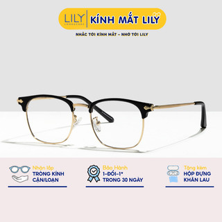 Gọng kính vuông kim loại nam nữ LILYEYEWEAR thiết kế thời trang kiểu dáng thanh nhẹ dễ đeo 2133