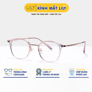 Kính cận cao cấp nữ Lilyeyewear mắt tròn chất liệu kim loại thanh mảnh màu sắc thời trang 2125