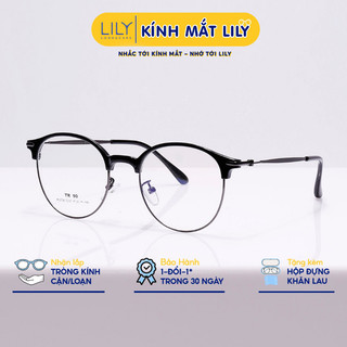 Gọng kính cận nam nữ LILYEYEWEAR mắt kính tròn gọng kính kim loại màu sắc thời trang 272336