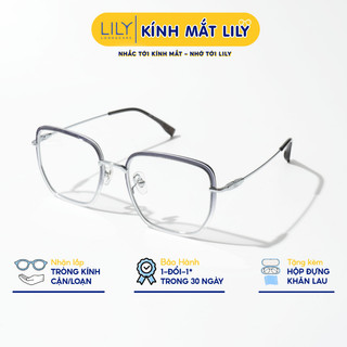 Kính gọng vuông nam nữ LILYEYEWEAR kim loại cao cấp thiết kế thời trang 48071