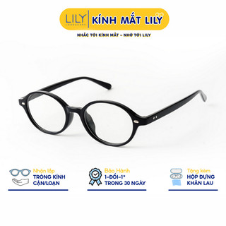 Kính cận nam nữ Lily Eyewear chất liệu nhựa cứng cáp mắt tròn giả cận thời trang 72351