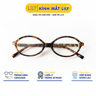 Kính cận nam nữ Lily Eyewear chất liệu nhựa cứng cáp mắt tròn giả cận thời trang 72345
