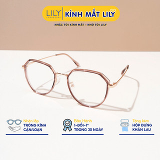 Kính đa giác bo tròn nam nữ LILYEYEWEAR càng bọc kim loại chắc chắn kiểu dáng dễ đeo 90081