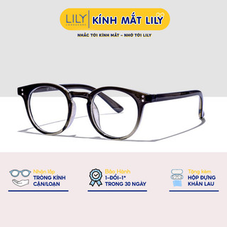 Gọng kính mắt tròn nam nữ LILYEYEWEAR chất liệu nhựa dày dặn hợp với người mặt nhỏ kiểu dáng thời trang C0013