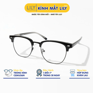 Gọng kính mắt vuông nam nữ LILYEYEWEAR chất liệu kim loại cứng cáp thanh nhẹ kiểu dáng thời trang 520091