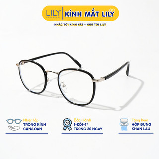 Kính mắt tròn nam nữ LILYEYEWEAR càng kính chắc chắn kiểu dáng dễ đeo phù hợp với nhiều khuôn mặt 21100