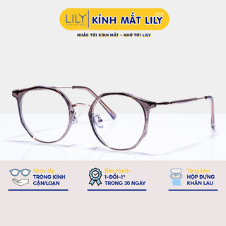Kính mắt nữ cao cấp Lilyeyewear mắt tròn to cá tính càng kính mảnh màu sắc thời trang 22641