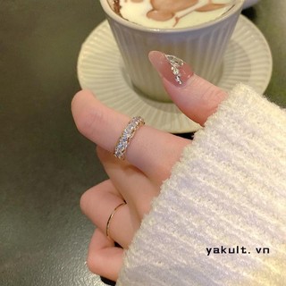 🎀 yakult 🎀2 Nhẫn Kim Cương Nữ Thiết Kế Thời Trang Cá Tính Cao Cấp Ánh Sáng Sang Trọng Mở Vòng Có Thể Điều Chỉnh