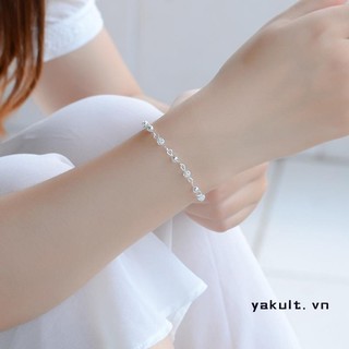 🎀 yakult 🎀Lắc chân kiêm vòng đeo tay mạ bạc dạng hạt may mắn thời trang dành cho nữ