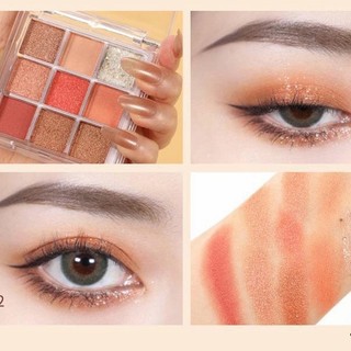 🎀 yakult 🎀bảng phấn mắt 9 màu sắc hiệu ứng lì/ ánh ngọc trai lấp lánh