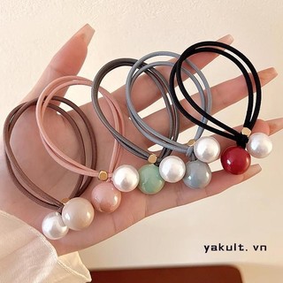 🎀 yakult 🎀dây cột tóc cao su phối hạt ngọc trai nhân tạo siêu xinh