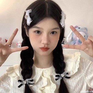 🎀 yakult 🎀Kẹp Tóc Nơ Ren Cho Nữ