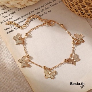 🎀 yakult 🎀Vòng Đeo Cổ Chân Dây Xích Mặt Hình Bướm Màu Xanh Dương Thời Trang Cho Nữ